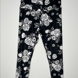 Kids Floral Black and White Leggings